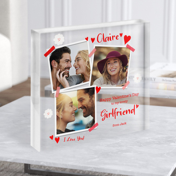 Valentine's Day Gift For Girlfriend Personalised Clear Square Acrylic Block