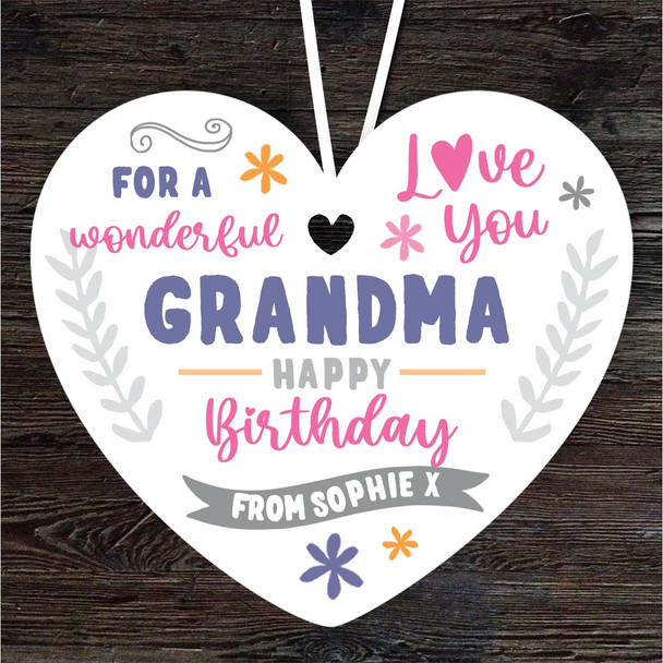 Grandma Happy Birthday Gift Love You Purple Heart Personalised Hanging Ornament