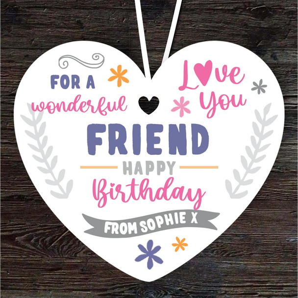 Friend Happy Birthday Gift Love You Purple Heart Personalised Hanging Ornament