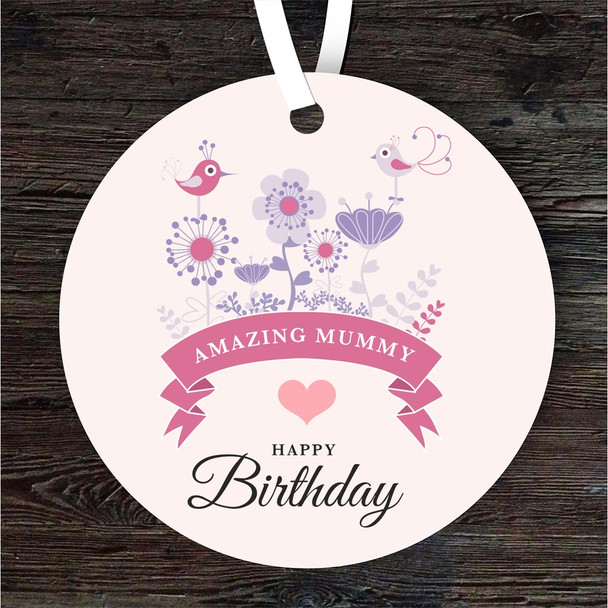 Amazing Mummy Violet Flowers Birthday Gift Round Personalised Hanging Ornament