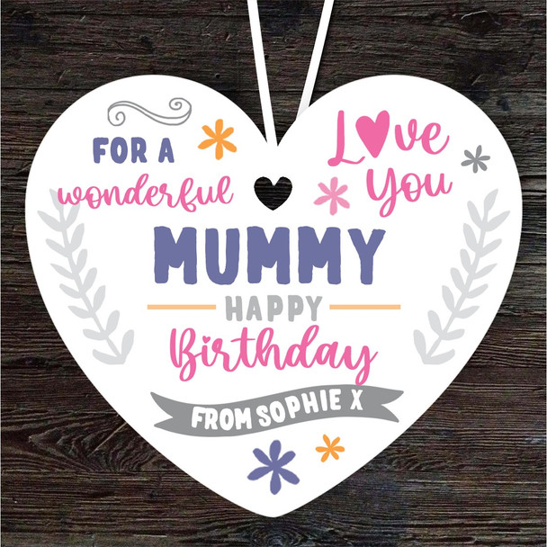 Mummy Happy Birthday Gift Love You Purple Heart Personalised Hanging Ornament