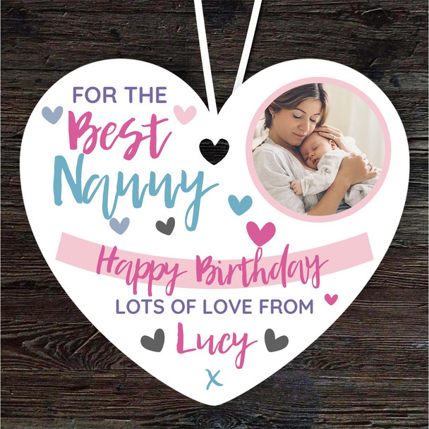 Best Nanny Birthday Photo Gift Heart Personalised Hanging Ornament