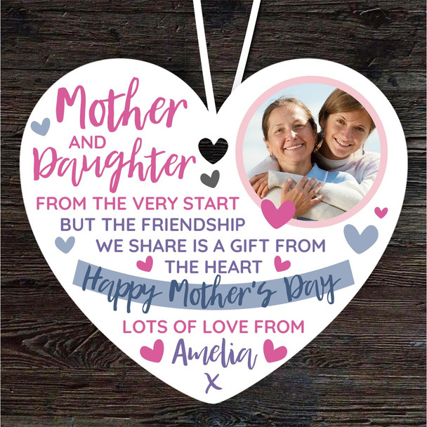 Mother And Daughter Mother's Day Photo Gift Heart Personalised Hanging Ornament