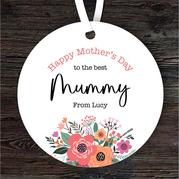 The Best Mummy Floral Mother's Day Gift Round Personalised Hanging Ornament