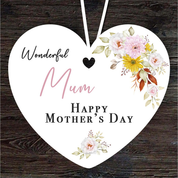 Wonderful Mum Floral Mother's Day Gift Heart Personalised Hanging Ornament