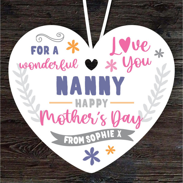 Nanny Happy Mother's Day Gift Love You Purple Heart Personalised Ornament