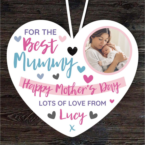Best Mummy Mother's Day Photo Gift Heart Personalised Hanging Ornament
