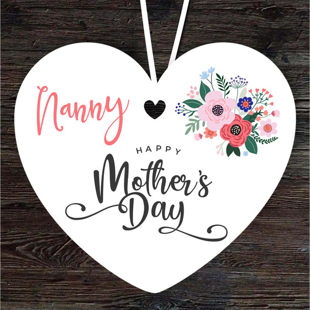 Nanny Floral Mother's Day Gift Heart Personalised Hanging Ornament