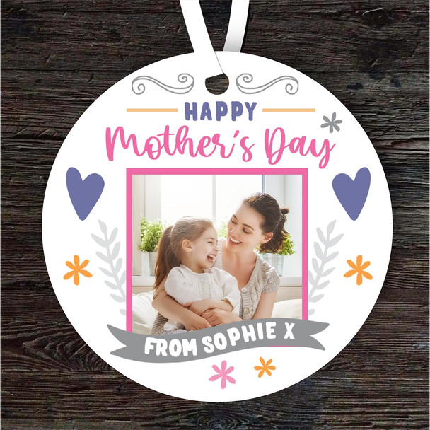 Happy Mother's Day Photo Gift Round Personalised Hanging Ornament