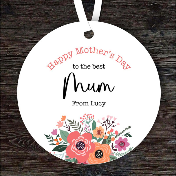 Mum Floral Mother's Day Gift Round Personalised Hanging Ornament