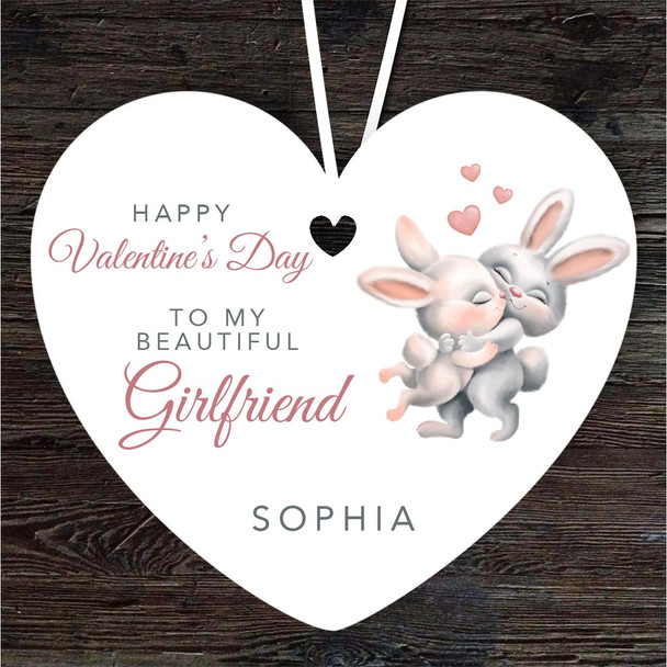 Girlfriend Bunny Couple Valentine's Day Gift Heart Personalised Hanging Ornament