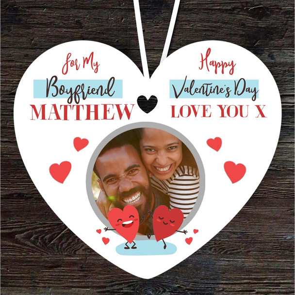 Boyfriend Valentine's Day Gift Photo Hearts Heart Personalised Hanging Ornament