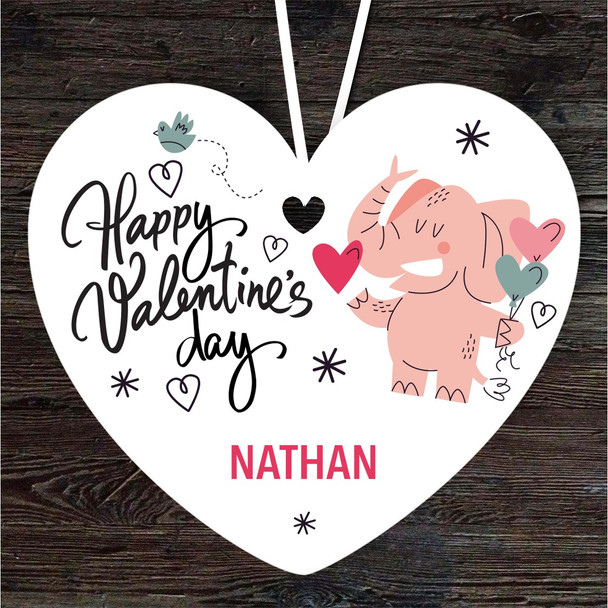 Elephant With Hearts Valentine's Day Gift Heart Personalised Hanging Ornament