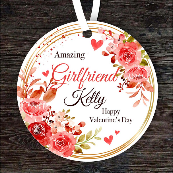 Girlfriend Watercolour Red Floral Valentine's Day Gift Personalised Ornament