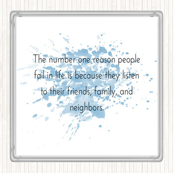 Blue White Reason People Fail Inspirational Quote Coaster