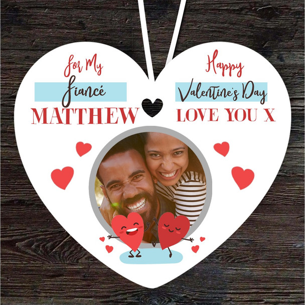 Fiancé Valentine's Day Gift Photo Hearts Heart Personalised Hanging Ornament