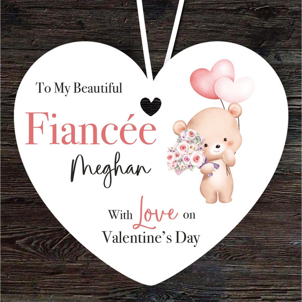 Fiancée Teddy Bear Heart Balloon Valentine's Day Gift Heart Custom Ornament