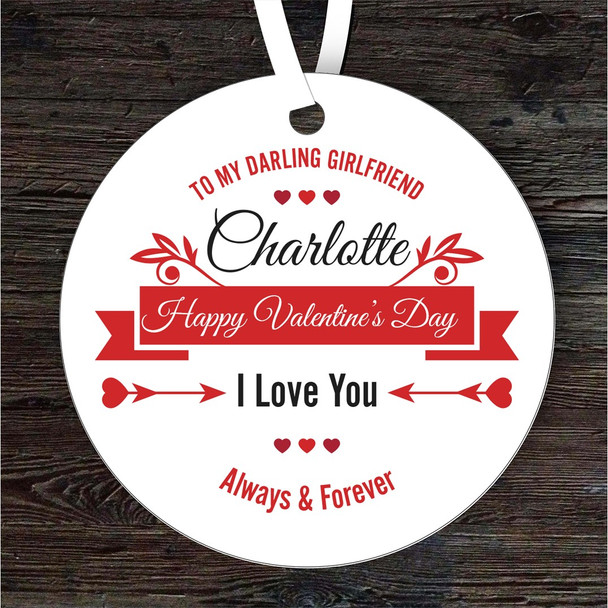 Darling Girlfriend Valentine's Day Gift Round Personalised Hanging Ornament