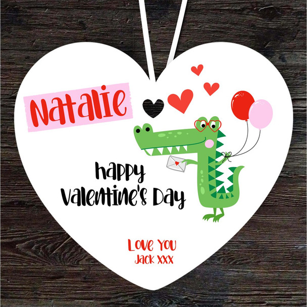 Crocodile In Love Valentine's Day Gift Heart Personalised Hanging Ornament