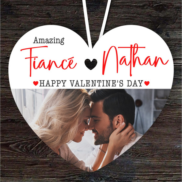 Fiancé Wife Photo Valentine's Day Gift Heart Personalised Hanging Ornament