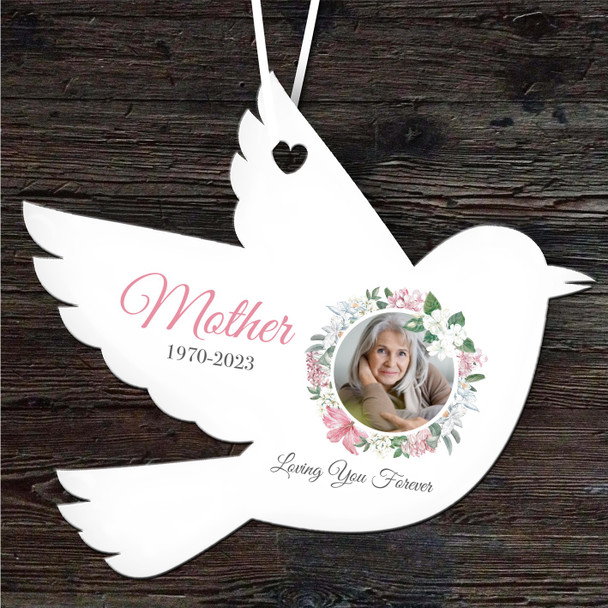 Mother Memorial Pink Circle Photo Frame Keepsake Gift Bird Personalised Ornament