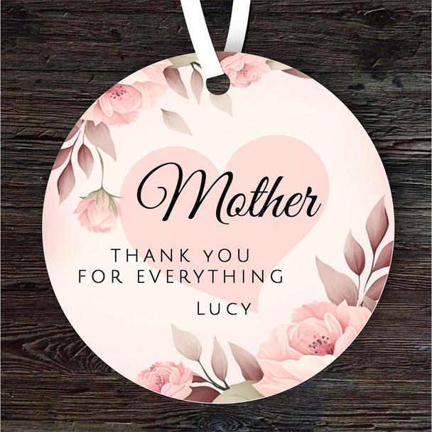 Gift For Mother Thank You Floral Round Personalised Hanging Ornament