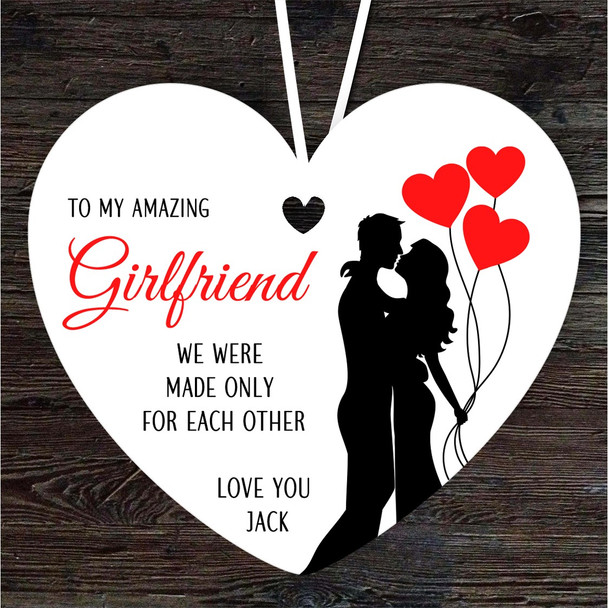 Gift For Girlfriend Red Hearts Couple Silhouette Heart Personalised Ornament