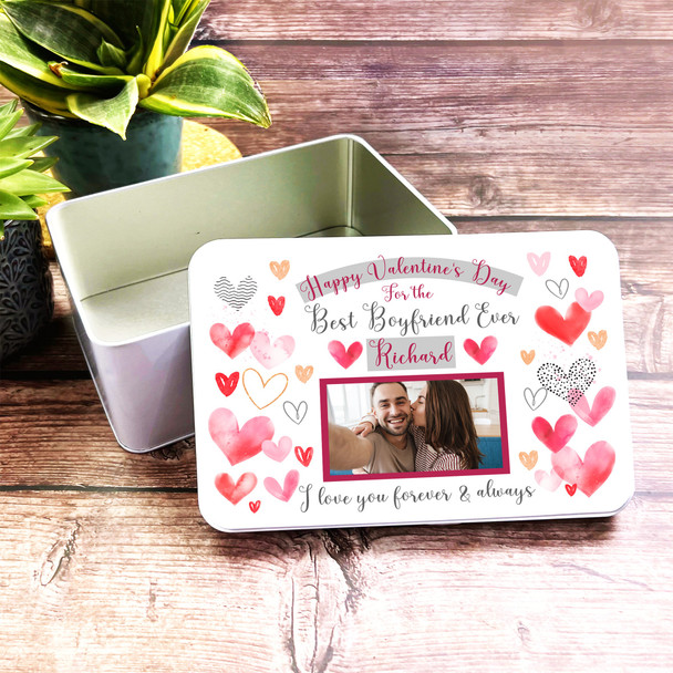 Best Boyfriend Ever Heart Photo Valentine's Day Gift Personalised Treat Tin