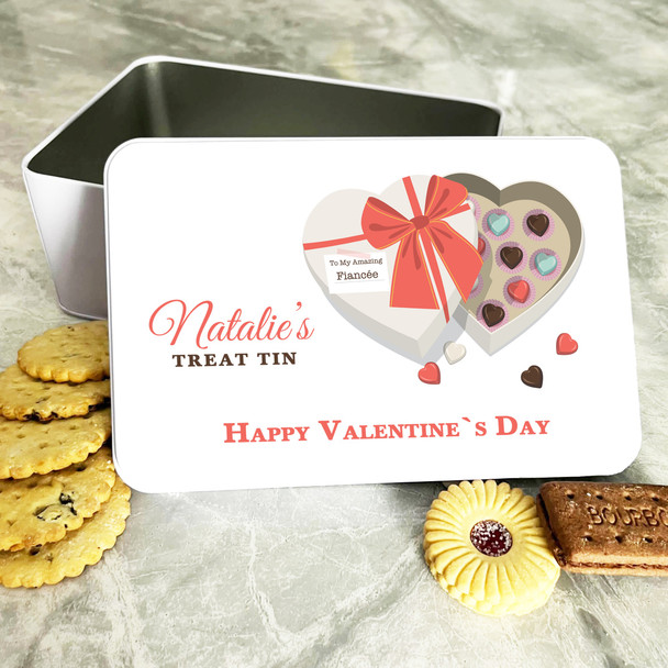 Fiancée Heart Box Of Chocolate Valentine's Gift Sweet Treats Personalised Tin