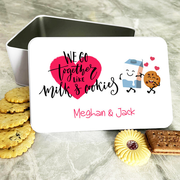 Funny Milk And Cookies Romantic Gift Personalised Biscuit Tin