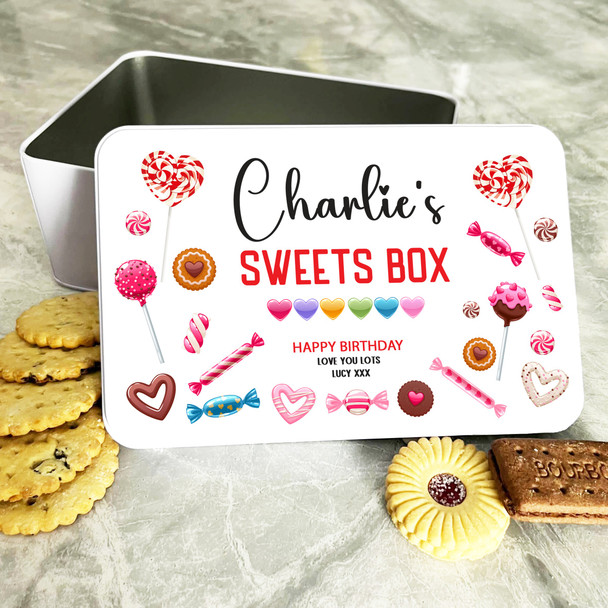 Heart Lollipop Birthday Gift Personalised Sweet Treats Tin