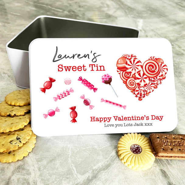 Heart Made Of Sweets Valentine's Day Gift Personalised Sweet Treat Tin
