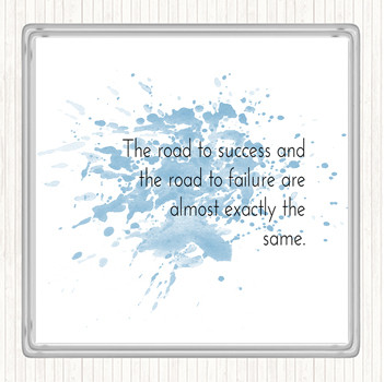 Blue White Road To Success Inspirational Quote Coaster