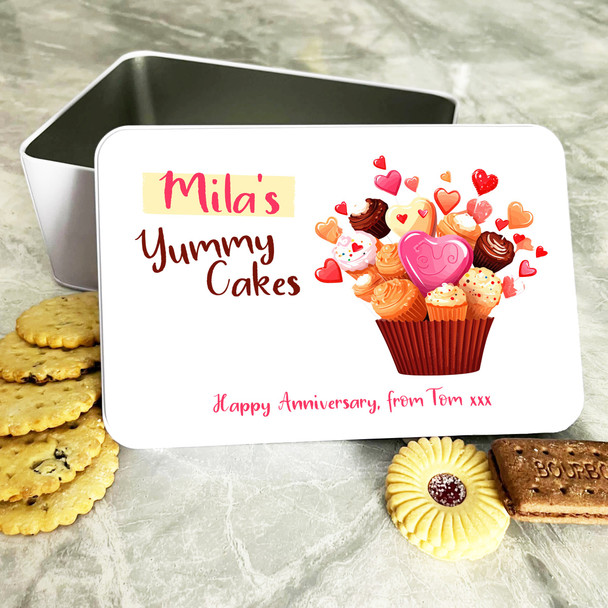 Love Cupcake Anniversary Gift Personalised Cake Tin