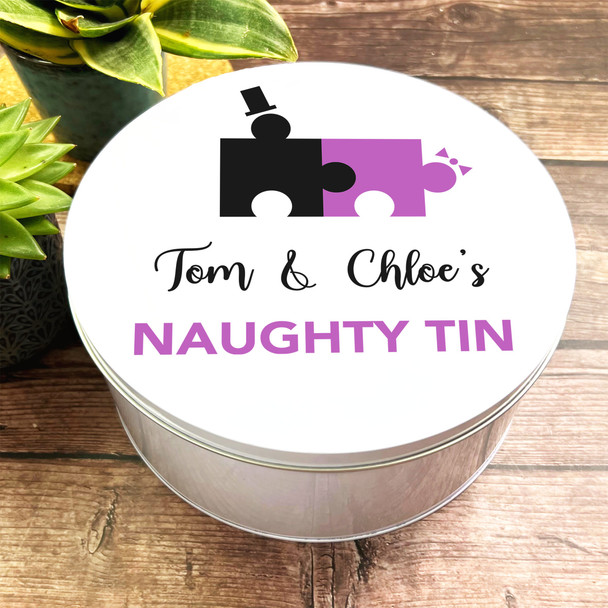 Round Puzzle Couple Sex Naughty Erotic Toy Romantic Gift Personalised Tin