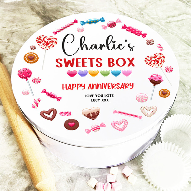 Round Heart Lollipop Anniversary Gift Personalised Sweet Treat Tin