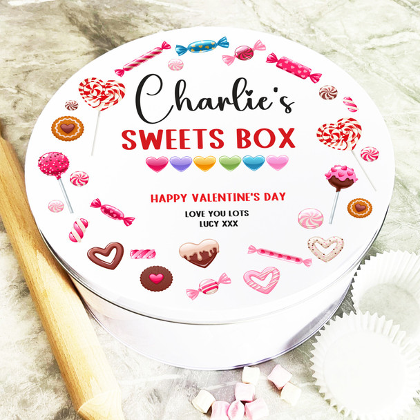 Round Heart Lollipop Valentine's Day Gift Personalised Sweet Treat Tin