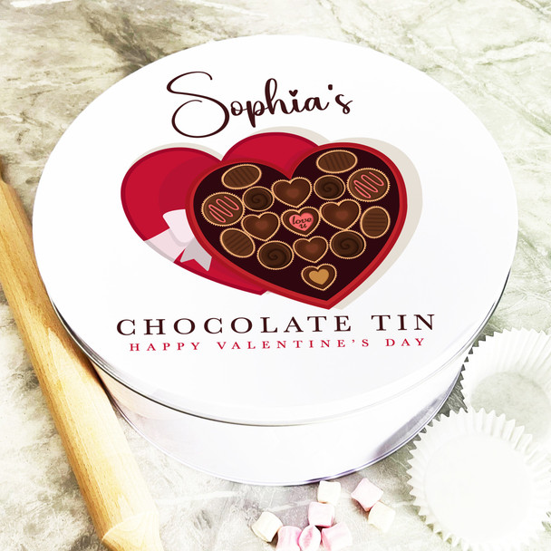 Round Heart Shape Box Of Chocolate Valentine's Gift Personalised Sweet Treat Tin