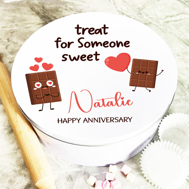 Round Someone Sweet Anniversary Gift Personalised Sweet Treat Tin