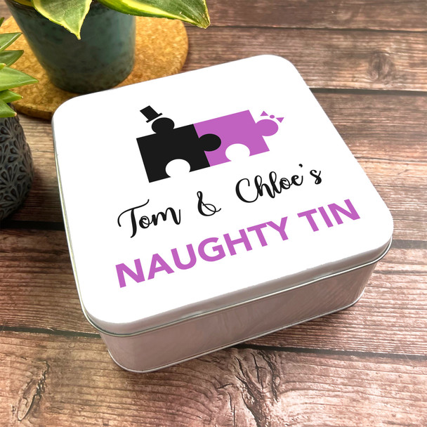 Square Puzzle Couple Naughty Sexy Romantic Gift Personalised Toy Storage Tin