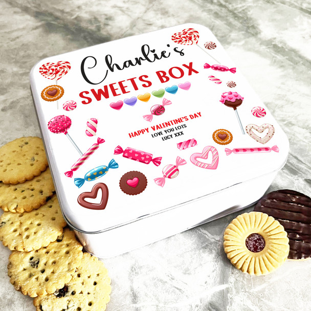 Square Heart Lollipop Valentine's Day Gift Personalised Sweet Treat Tin