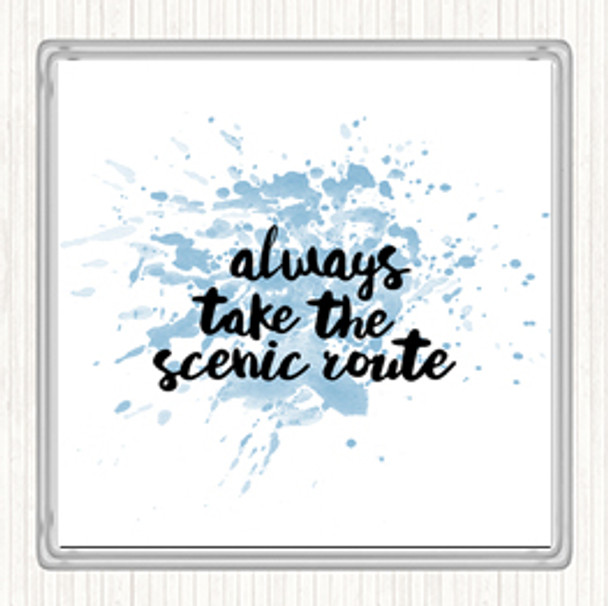 Blue White Scenic Route Inspirational Quote Coaster