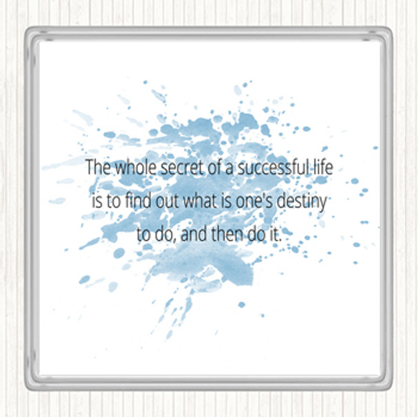 Blue White Secret Of Successful Life Inspirational Quote Coaster Blue White Secret Of Successful Life Inspirational Quote Coaster