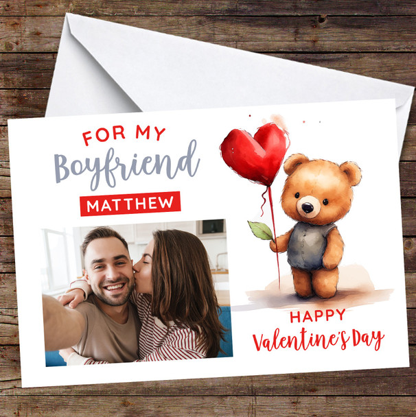 Personalised Bear Valentine's Day Card For Boyfriend Photo Card