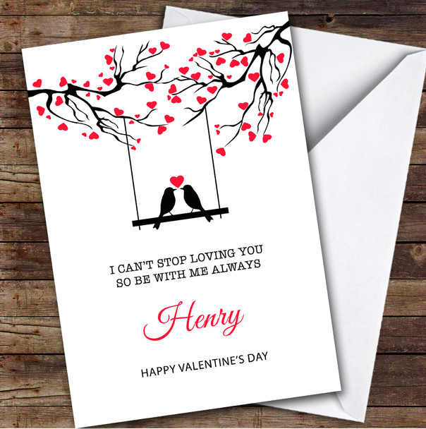 Personalised Can Stop Loving You Romantic Love Birds Happy Valentine's Day Card