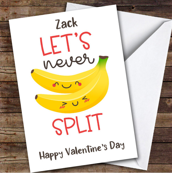 Personalised Funny Banana Let's Never Split Happy Valentine's Day Card Personalised Funny Banana Let's Never Split Happy Valentine's Day Card