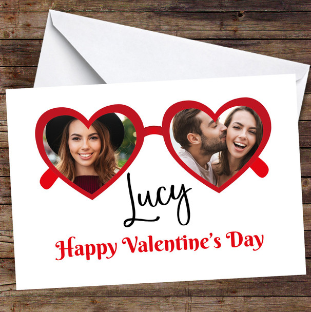 Personalised Love Hearts Sunglasses Photo Valentine's Card