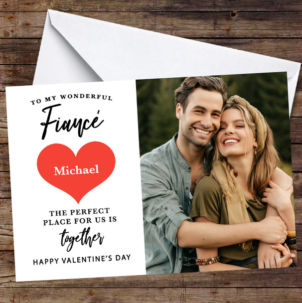 Personalised Romantic Couple Photo Heart Happy Valentine's Day Fiancé Card