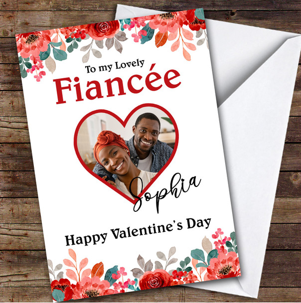 Personalised Valentine's Card For FiancÃ©e Heart Photo Frame Card