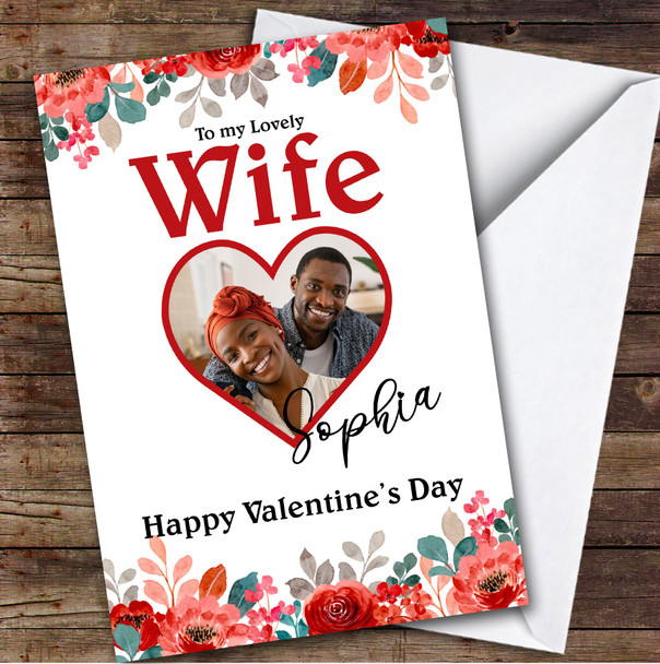 Personalised Valentine's Card For Wife Heart Photo Frame Card